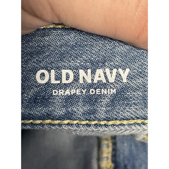 Old Navy Jeans Womens 20 Blue Mid-Rise Baggy Wide Leg Drapey Denim Cargo Pockets - Picture 10 of 16